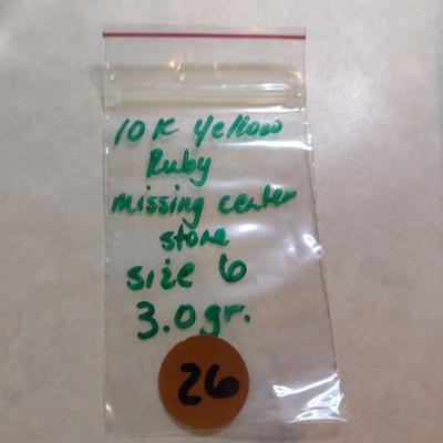 10K Yellow Gold Ruby and Diamond Filigree Band Ring Size 6 Total Weight 3.0 Grams (#26)