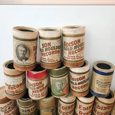 Antique Thomas Edison Home Phonograph w Wax Cylinders