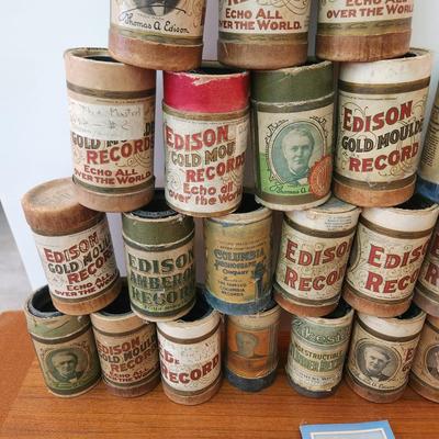 Antique Thomas Edison Home Phonograph w Wax Cylinders