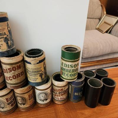Antique Thomas Edison Home Phonograph w Wax Cylinders