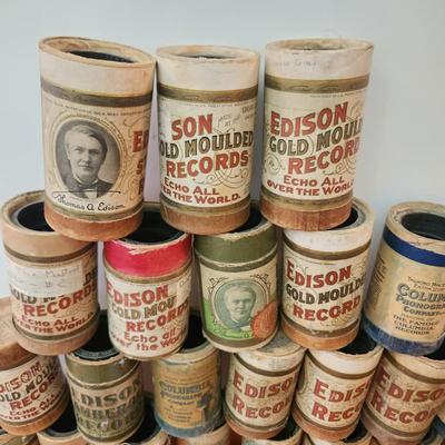 Antique Thomas Edison Home Phonograph w Wax Cylinders