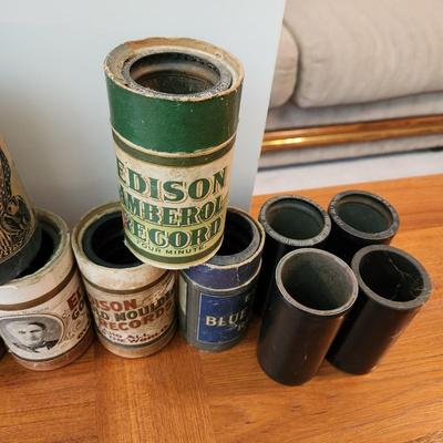 Antique Thomas Edison Home Phonograph w Wax Cylinders