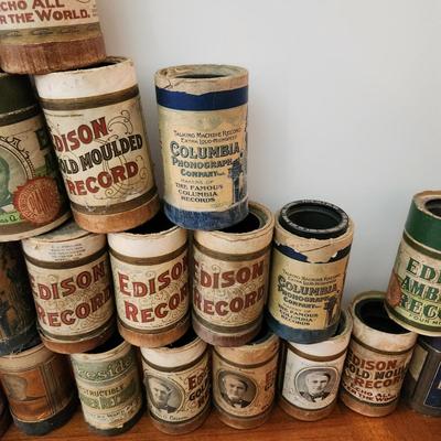 Antique Thomas Edison Home Phonograph w Wax Cylinders