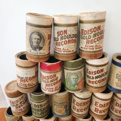 Antique Thomas Edison Home Phonograph w Wax Cylinders