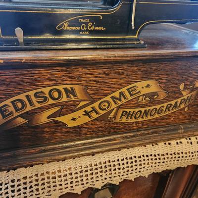 Antique Thomas Edison Home Phonograph w Wax Cylinders