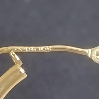 10K Yellow Gold Heart Accent Hoop Earrings Total Weight 1.6 grams (#29)