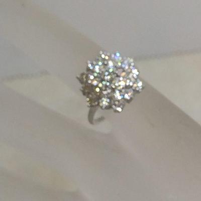 Platinum Diamond Cluster Ring Size 6 Total Weight 6.2 grams (#31)