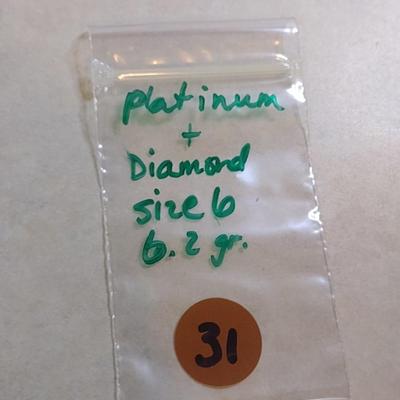 Platinum Diamond Cluster Ring Size 6 Total Weight 6.2 grams (#31)