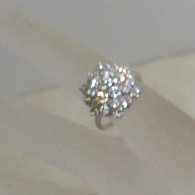 Platinum Diamond Cluster Ring Size 6 Total Weight 6.2 grams (#31)