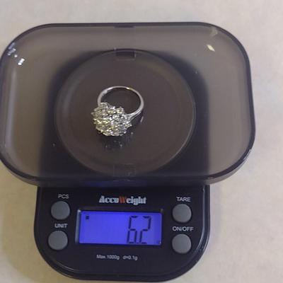 Platinum Diamond Cluster Ring Size 6 Total Weight 6.2 grams (#31)