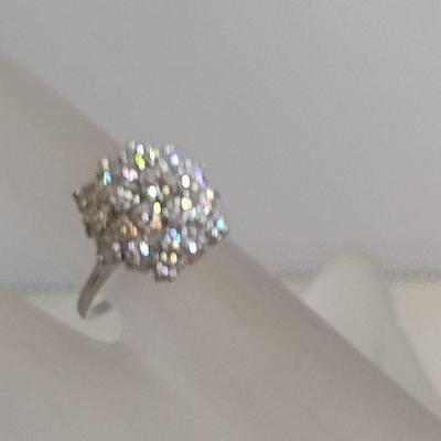 Platinum Diamond Cluster Ring Size 6 Total Weight 6.2 grams (#31)