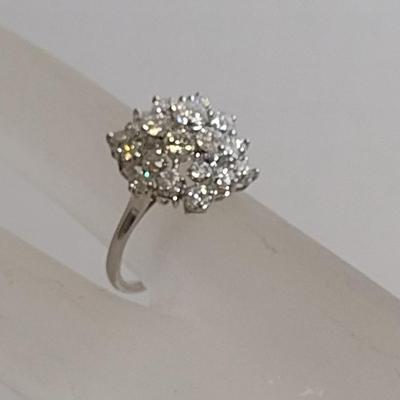 Platinum Diamond Cluster Ring Size 6 Total Weight 6.2 grams (#31)