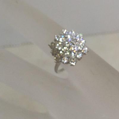 Platinum Diamond Cluster Ring Size 6 Total Weight 6.2 grams (#31)