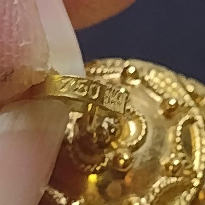 18K Yellow Gold Round Cabochons Charm Pendant Total Weight 7.6 grams (#32)