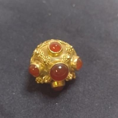 18K Yellow Gold Round Cabochons Charm Pendant Total Weight 7.6 grams (#32)