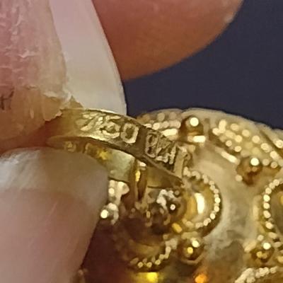 18K Yellow Gold Round Cabochons Charm Pendant Total Weight 7.6 grams (#32)