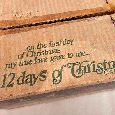 Lot #113 Vintage Set of 12 Days of Christmas Drinking Glasses - original box