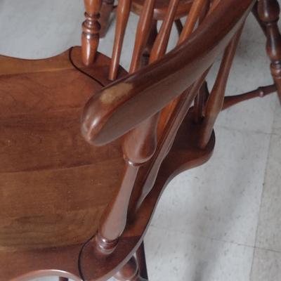 Cherry Finish Wooden Dining Table with Six Windsor Chairs
