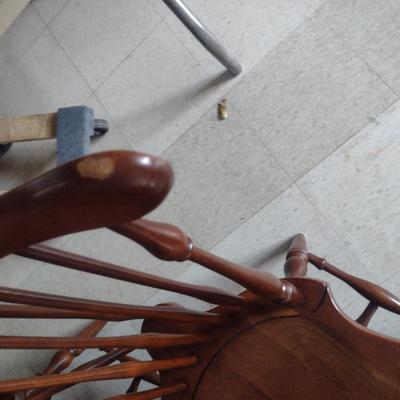 Cherry Finish Wooden Dining Table with Six Windsor Chairs