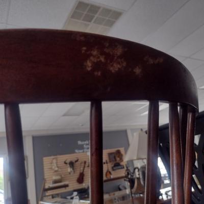 Cherry Finish Wooden Dining Table with Six Windsor Chairs