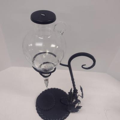 Vintage Glass Wine Aerator/Decanter with Wrought Metal Stand