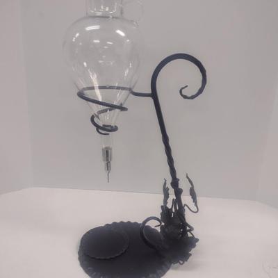 Vintage Glass Wine Aerator/Decanter with Wrought Metal Stand