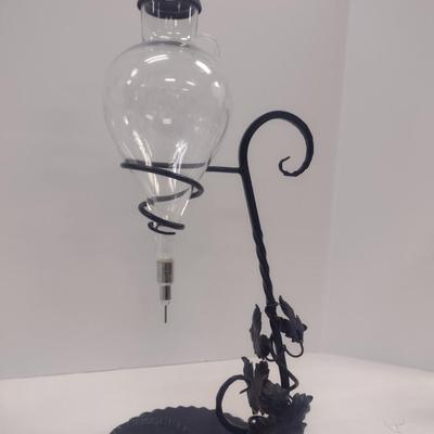 Vintage Glass Wine Aerator/Decanter with Wrought Metal Stand