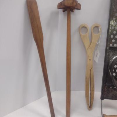 Vintage Primitive Kitchen Utensils- Spaetzle Maker, Forks, Spoons, etc.