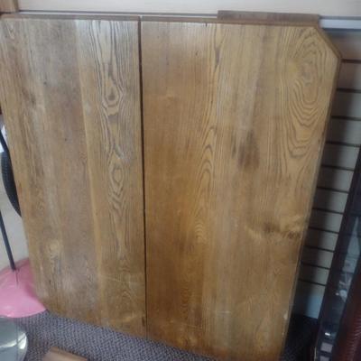Vintage Solid Oak Dining Table with Carved Accents- Approx 35 1/2" x 41"