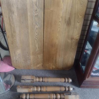 Vintage Solid Oak Dining Table with Carved Accents- Approx 35 1/2" x 41"