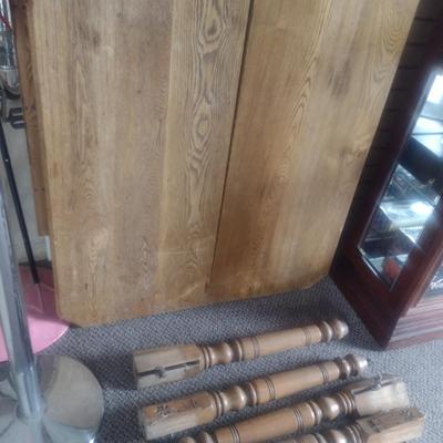 Vintage Solid Oak Dining Table with Carved Accents- Approx 35 1/2" x 41"