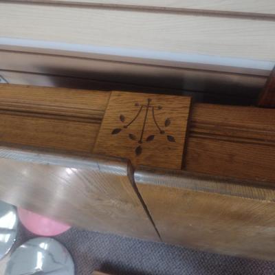 Vintage Solid Oak Dining Table with Carved Accents- Approx 35 1/2" x 41"
