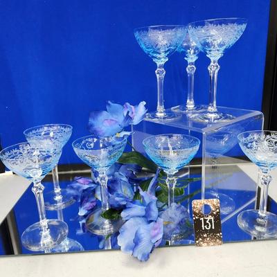 Fostoria Azure Blue Cocktail Martini Glassware