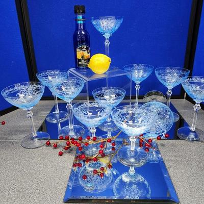 Fostoria Azure Blue Stemware -- Romance Pattern