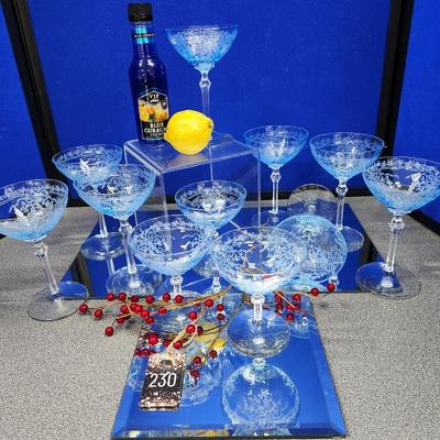 Fostoria Azure Blue Stemware -- Romance Pattern