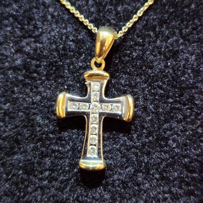 White Gold Gothic style Mini Cross Necklace