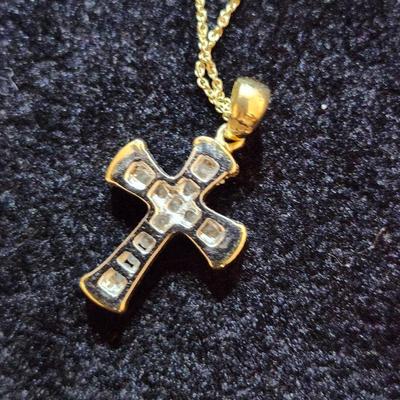 White Gold Gothic style Mini Cross Necklace