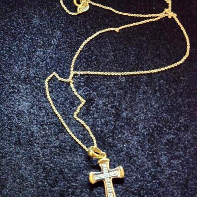 White Gold Gothic style Mini Cross Necklace