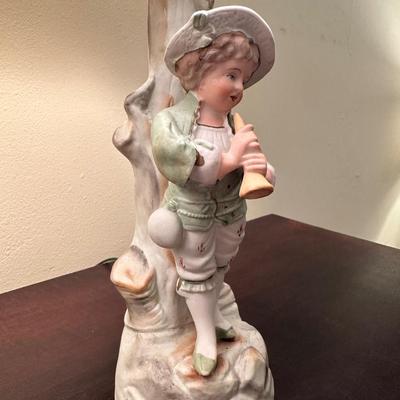 Pair of Vintage Porcelain Figural Lamps – Boy & Girl in Pastoral Dress