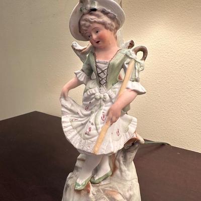 Pair of Vintage Porcelain Figural Lamps – Boy & Girl in Pastoral Dress