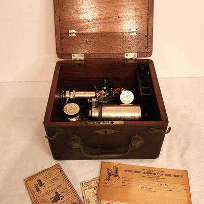 Lot #117 L. Robertson Steam Engine Indicator in Original Wooden Box