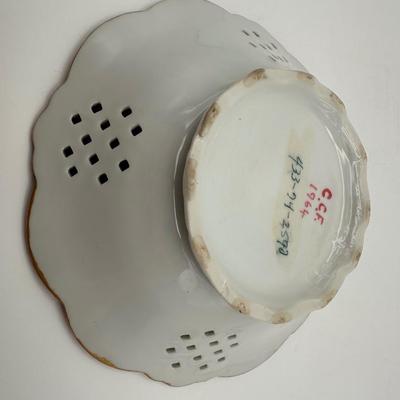 Vintage Hand-Painted Reticulated Porcelain Bowl