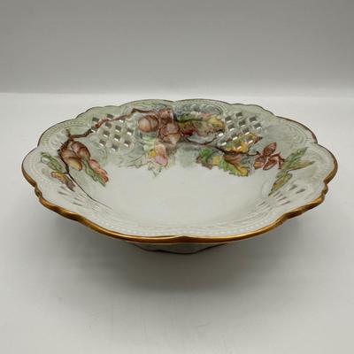 Vintage Hand-Painted Reticulated Porcelain Bowl