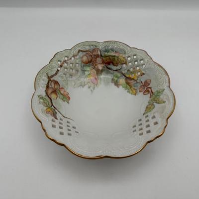 Vintage Hand-Painted Reticulated Porcelain Bowl