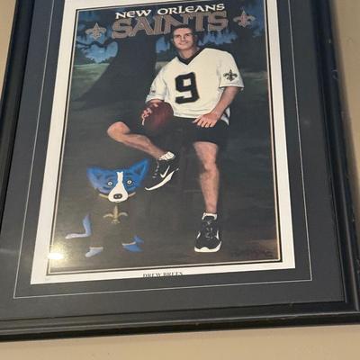 Framed, signed and numbered Drew Brees Blue Dog Print