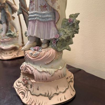 Pair of Vintage Porcelain Figural Lamps – Rococo Couple