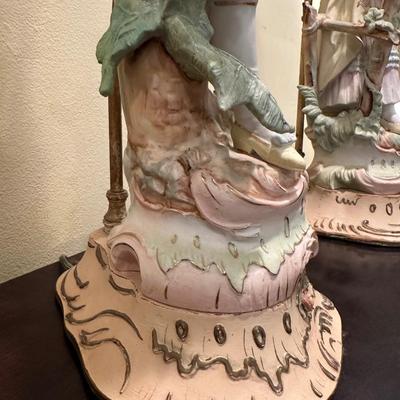 Pair of Vintage Porcelain Figural Lamps – Rococo Couple