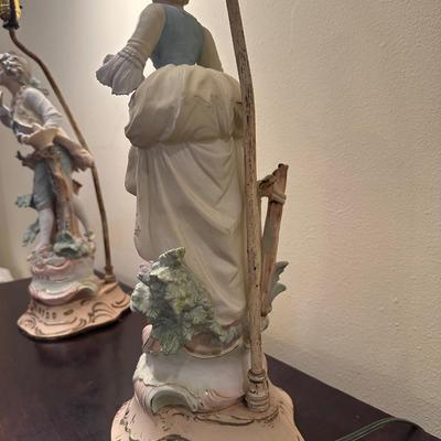 Pair of Vintage Porcelain Figural Lamps – Rococo Couple