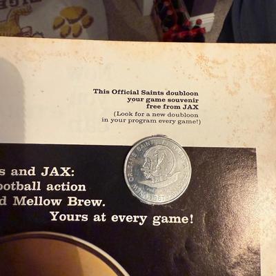 First Saints Game Program with collectors coin
