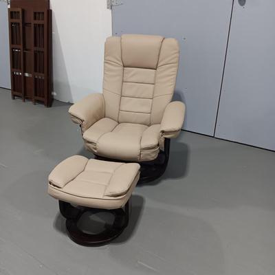 RECLINING LEATHER CHAIR WITH OTTOMAN